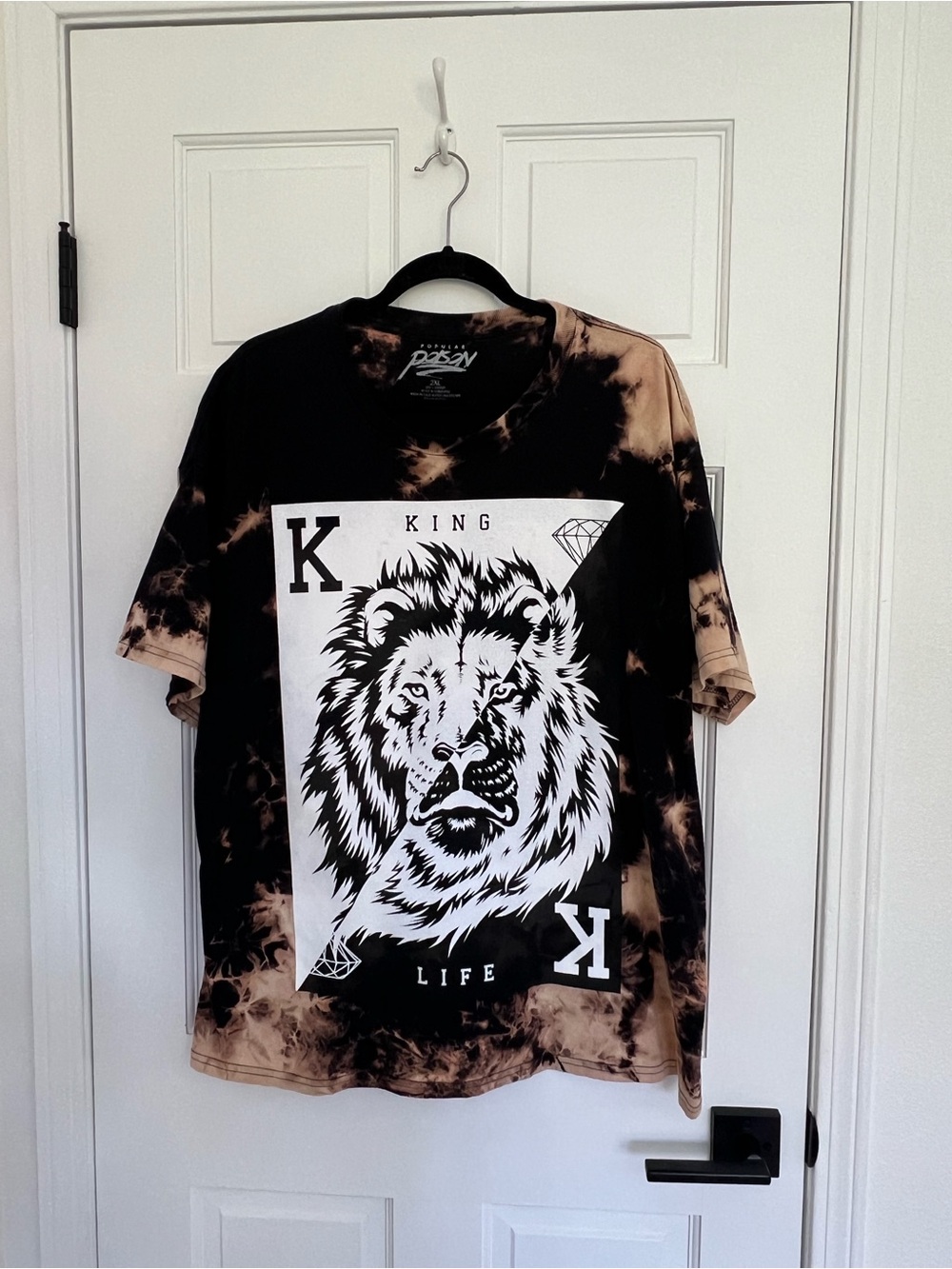 Popular Poison King Life Tie-Dye Lion Graphic Tee - Black & Tan